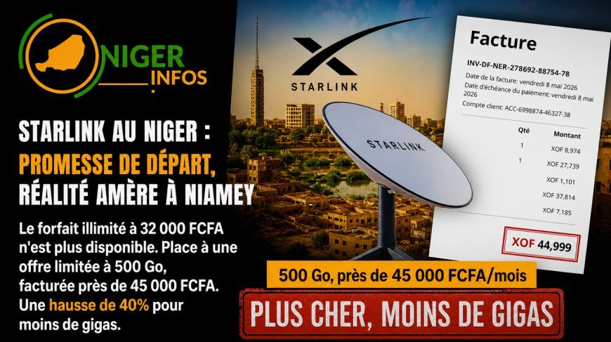 À Niamey, Starlink abandonne le forfait illimité à 32 000 FCFA : les abonnés payent désormais 45 000 FCFA pour 500 Go